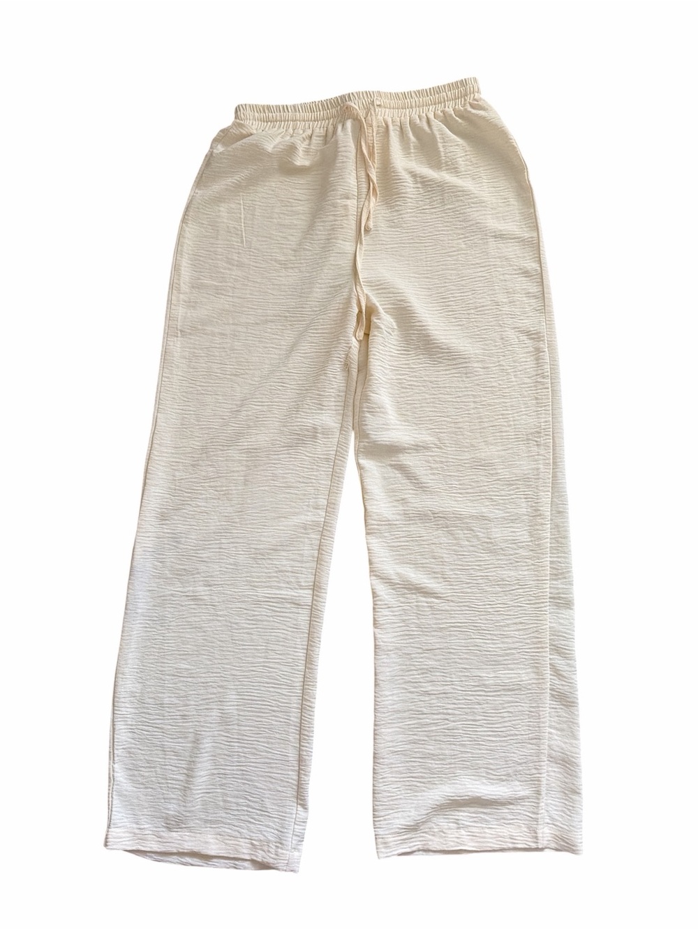 Wide Leg Drawstring Pants in Cream